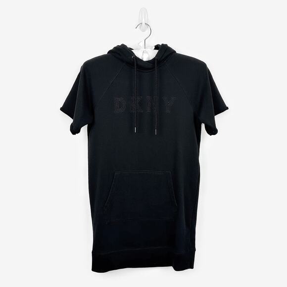 Dkny Dresses & Skirts - DKNY Sport Hooded Mini Dress Size XXS Black Cotton Blend Urban Athleisure Lounge